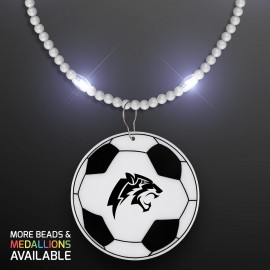 Still-Light White Beads with Soccer Ball Medallion - Domestic Print Logo Branded