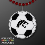 Custom Imprinted Soccer Ball Medallion with Crimson Beaded Necklace (Non Light Up) - Domestic Print