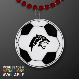 Custom Imprinted Soccer Ball Medallion with Crimson Beaded Necklace (Non Light Up) - Domestic Print