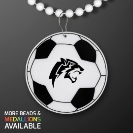 Logo Branded Soccer Ball Medallion with White Beaded Necklace (Non Light Up) - Domestic Print