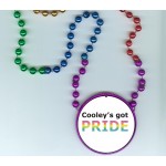 Logo Branded Rainbow Mardi Gras Beads with Inline Medallion