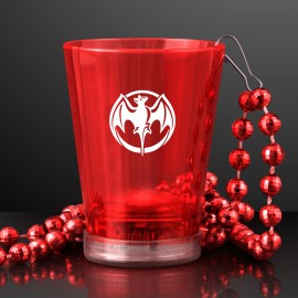 2 Oz. Custom Light Up Red Shot Glass w/ Bead Necklace Custom Imprinted