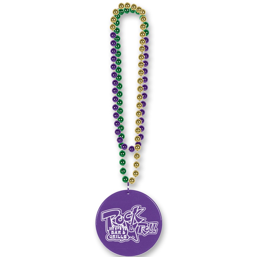 Custom Printed Mardi-Gras Beads w/A Custom Direct Pad Print