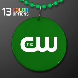 Custom Printed Green Medallion with Beaded Necklace (Non Light Up) - Domestic Print