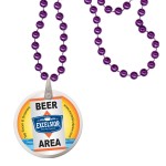 Logo Branded Round Mardi Gras Beads with Decal on Disk - Purple
