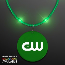 Still-Light Green Beads with Green Medallion - Domestic Print Logo Branded