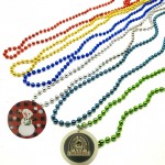 Custom Printed Metallic Beads Necklace with Printed Medallion