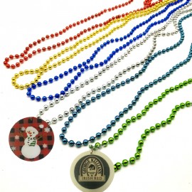 Custom Printed Metallic Beads Necklace with Printed Medallion