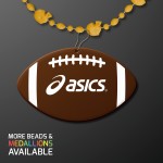 Yellow Football Party Bead Necklaces with Football Medallion - Domestic Print Logo Branded