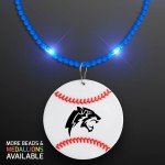 Logo Branded Still-Light Blue Beads with Baseball Medallion - Domestic Print