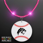 Still-Light Pink Beads with Baseball Medallion - Domestic Print Custom Imprinted