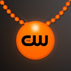 Orange LED Circle Badge with Beads - Domestic Imprint Custom Imprinted