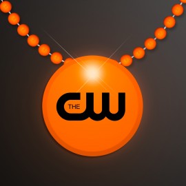 Orange LED Circle Badge with Beads - Domestic Imprint Logo Branded