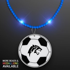 Still-Light Blue Beads with Soccer Ball Medallion - Domestic Print Logo Branded