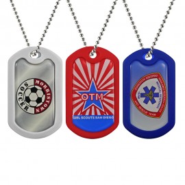 Metal Dog Tag w/ Ball Chain & Rubberized Trim Custom Imprinted