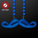 Logo Branded Beaded Blue Mustache Necklaces - Domestic Print