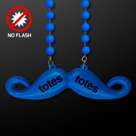 Logo Branded Beaded Blue Mustache Necklaces - Domestic Print