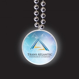 Custom Printed White Frosted Glow Medallion Beaded Necklace (Full Color)  Custom Printed White Frosted Glow Medallion Beaded Necklace (Full Color)