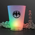Custom Imprinted 1.5 Oz. Multicolor LED Shot Glass w/ Bead Necklace - Domestic Print