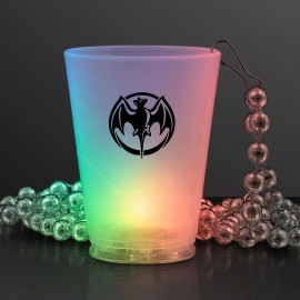 1.5 Oz. Multicolor LED Shot Glass w/ Bead Necklace - Domestic Print Custom Imprinted