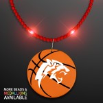 Logo Branded Still-Light Red Beads with Basketball Medallion - Domestic Print