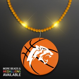 Still-Light Yellow Beads with Basketball Medallion - Domestic Print Logo Branded