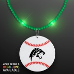 Still-Light Green Beads with Baseball Medallion - Domestic Print Custom Printed