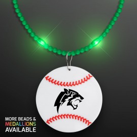 Still-Light Green Beads with Baseball Medallion - Domestic Print Custom Printed