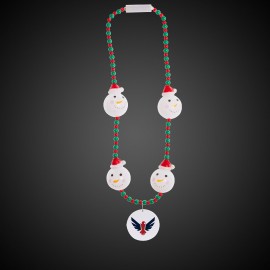 Logo Branded LED Pad Printed Snowman Bead Necklace