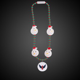 Custom Printed LED Pad Printed Snowman Bead Necklace