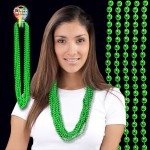 Logo Branded Mardi Gras Green Metallic Beaded Necklace