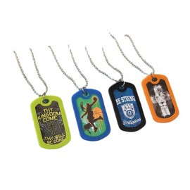 Custom Printed Dog Tag with Silicone Cover and Beaded Necklace