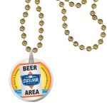 Custom Imprinted Round Mardi Gras Beads with Decal on Disk - Gold