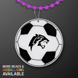 Custom Imprinted Soccer Ball Medallion with Purple Beaded Necklace (Non Light Up) - Domestic Print