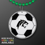 Custom Imprinted Soccer Ball Medallion with Green Beaded Necklace (Non Light Up) - Domestic Print
