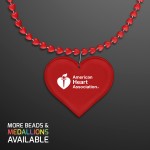 Custom Printed Red Heart Beads Value Necklace with Medallion - Domestic Print