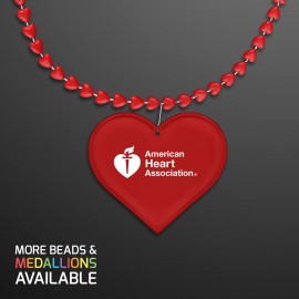 Red Heart Beads Value Necklace with Medallion - Domestic Print Custom Printed