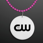 Round Fuschia Beads with White Medallion (Non-Light Up) - PRINTED Custom Printed