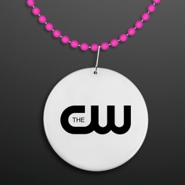 Round Fuschia Beads with White Medallion (Non-Light Up) - PRINTED Custom Printed