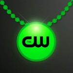 Logo Branded Green LED Circle Badge with Beads - Domestic Imprint