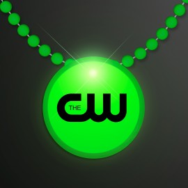 Custom Imprinted Green LED Circle Badge with Beads - Domestic Imprint