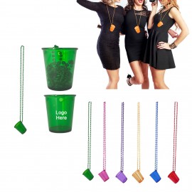 Custom Printed Shot Glass On Beaded Necklace For Party Supplies