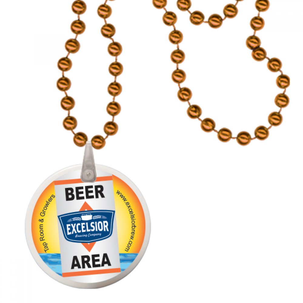 Round Mardi Gras Beads with Decal on Disk - Orange Custom Imprinted Round Mardi Gras Beads with Decal on Disk - Orange Custom Imprinted