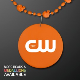 Logo Branded Orange Football Party Bead Necklaces - Domestic Print