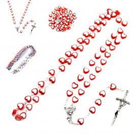 Heart-Shaped Rosary Beads Necklace Custom Printed