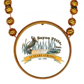 Custom Printed Basketball Shaped Mardi Gras Beads w/Inline Medallion