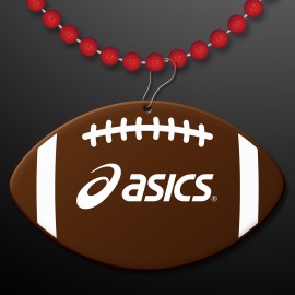 Custom Printed Football Shape Medallions with Beaded Necklace (Non Light Up) - Domestic Print