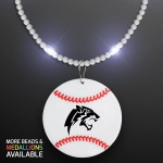 Custom Printed Still-Light White Beads with Baseball Medallion - Domestic Print