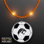Custom Printed Still-Light Orange Beads with Soccer Ball Medallion - Domestic Print