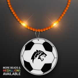 Custom Printed Still-Light Orange Beads with Soccer Ball Medallion - Domestic Print